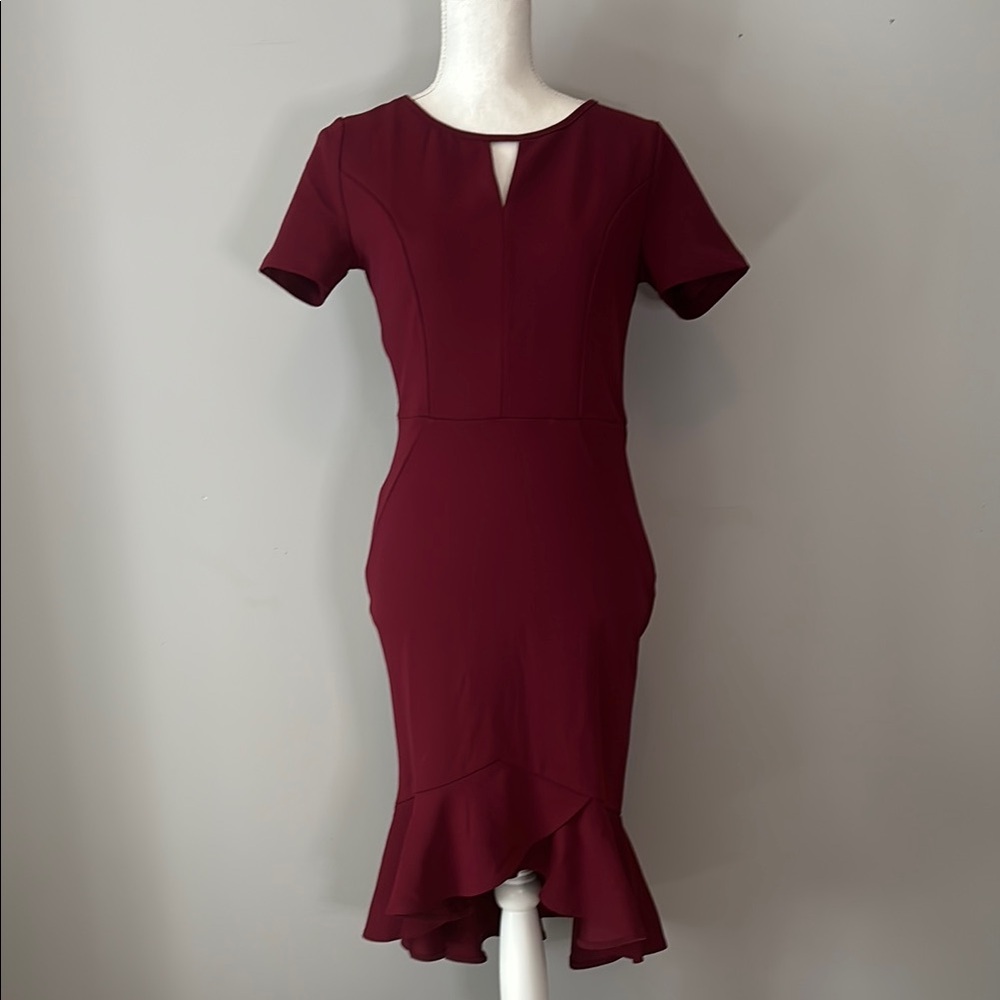 Date Night 💘Burgandy Ruffled Midi Dress